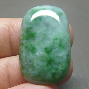 Green Rectangle Shape Jade Stone, 37.15 CT Natural Jade Jadeite Gem Stone, Burmese Natural Green Jadeite Type A Jewelry Making Stone image 2