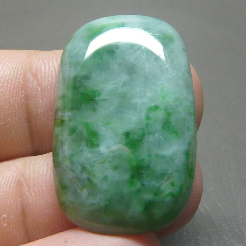 Green Rectangle Shape Jade Stone, 37.15 CT Natural Jade Jadeite Gem Stone, Burmese Natural Green Jadeite Type A Jewelry Making Stone image 2