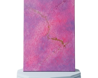 Pink Abstract Acrylic Canvas Art, Textured Gold Accents, Ready to Hang (40x30cm)