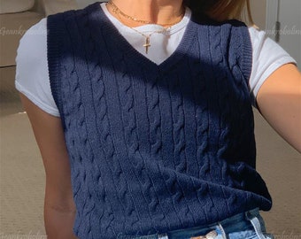 blue knit vest