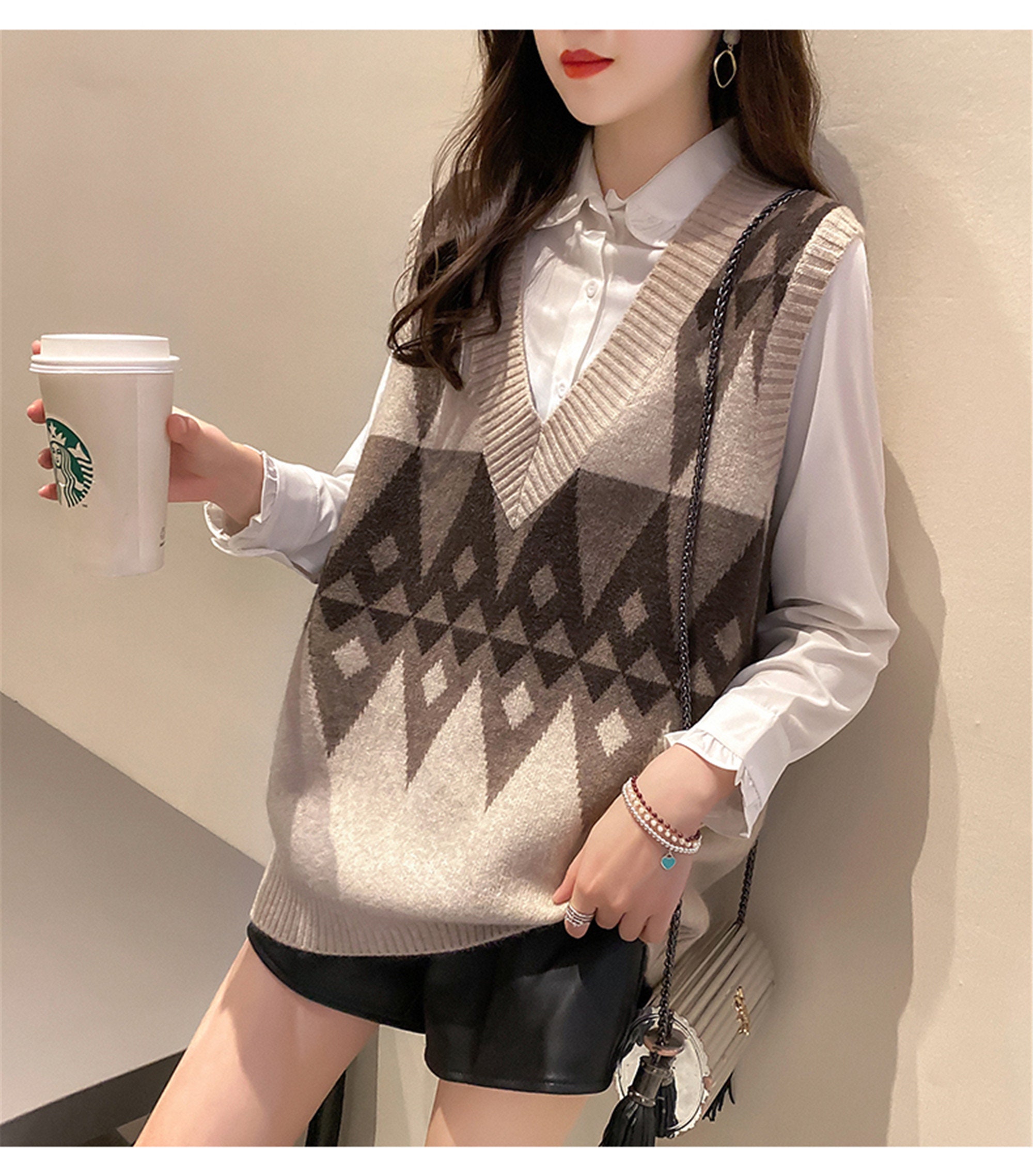 Sweater Vest Y2K Argyle Sweater Vest Knit Vest Sweaters for Etsy