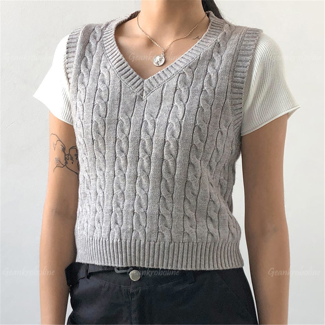 Gray Sweater Vest Knit Vest Y2K Argyle Sweater Vest Etsy