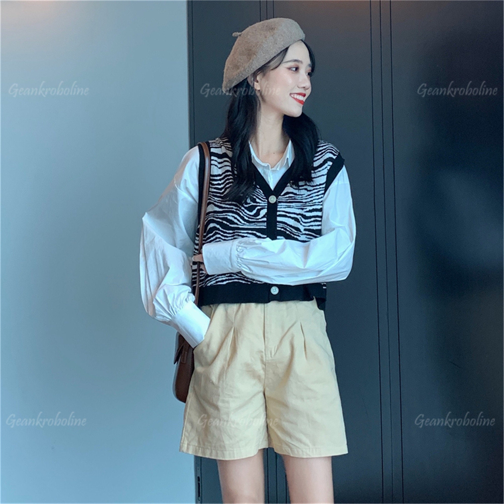 Sweater Vest Women Black and White Knit Vest Sweaters for Etsy