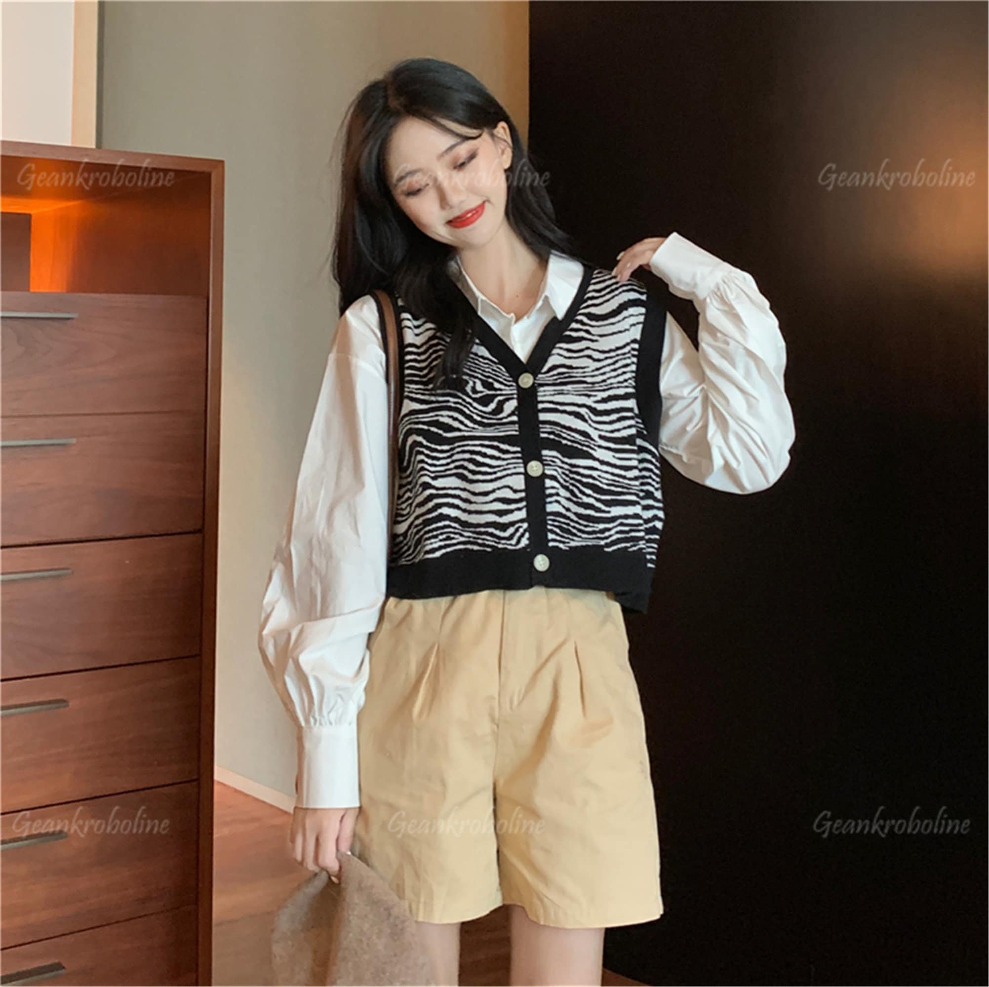 Sweater Vest Women Black and White Knit Vest Sweaters for Etsy