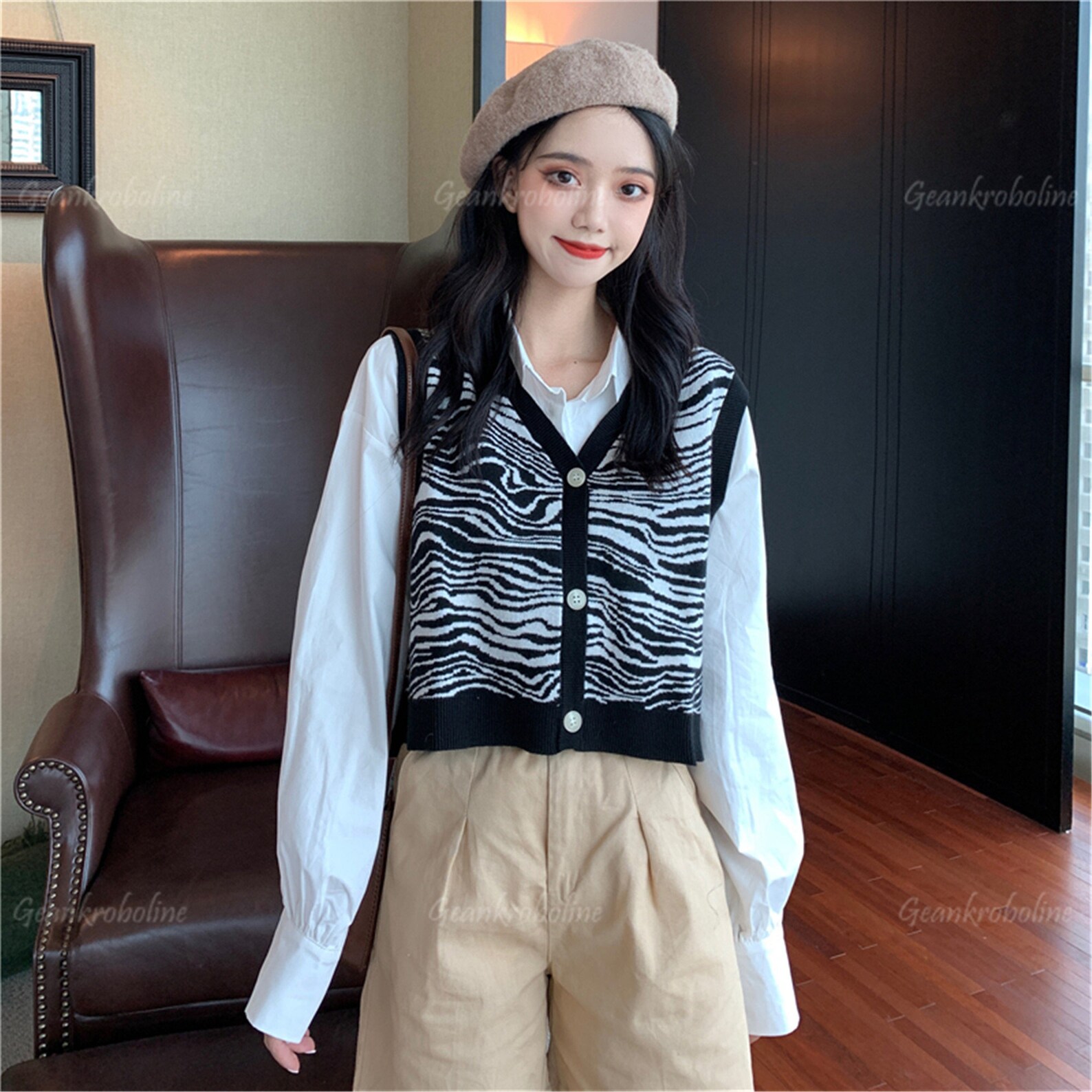 Sweater Vest Women Black and White Knit Vest Sweaters for Etsy