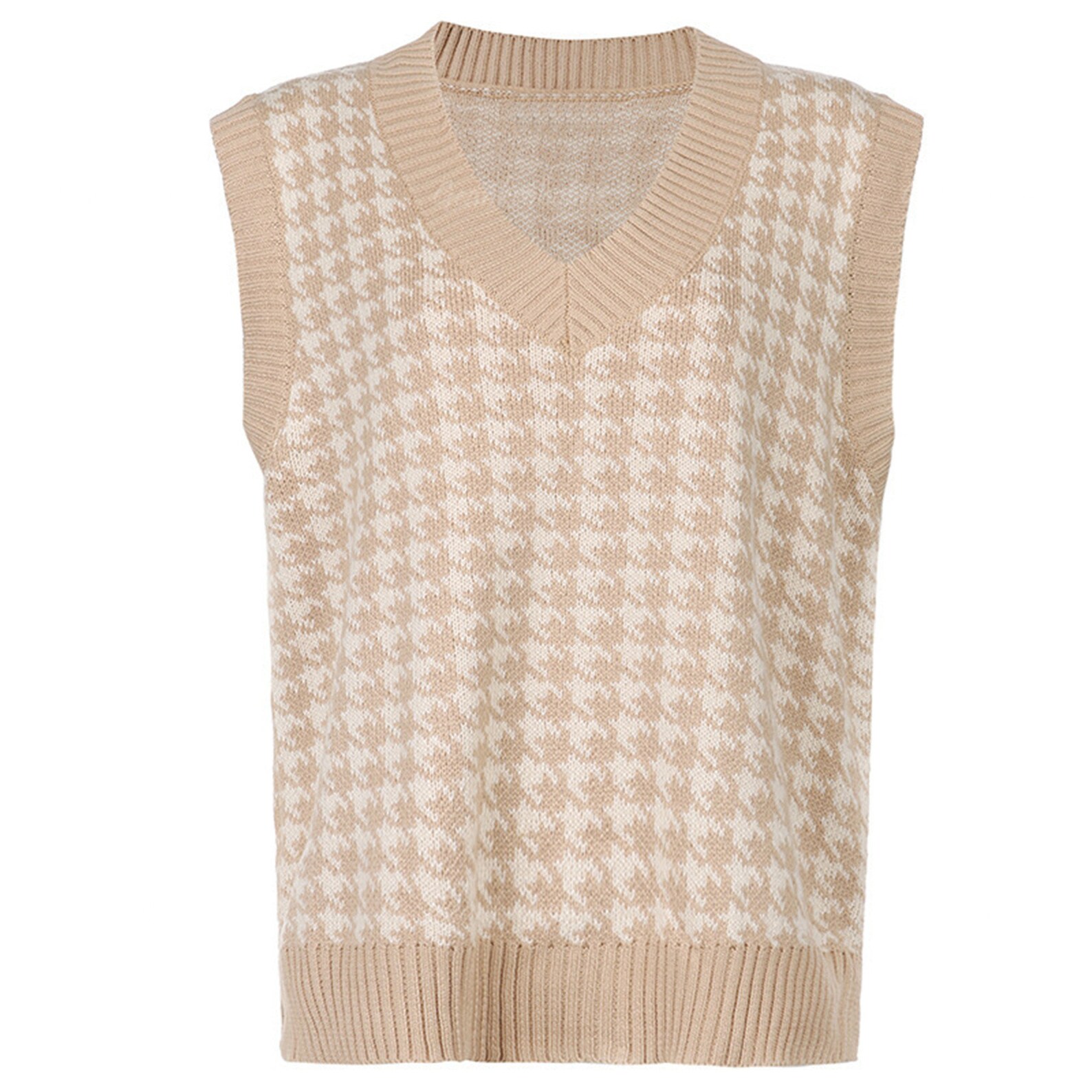 Houndstooth Sweater Vest Khaki Knit Vest Y2K Argyle Sweater Etsy