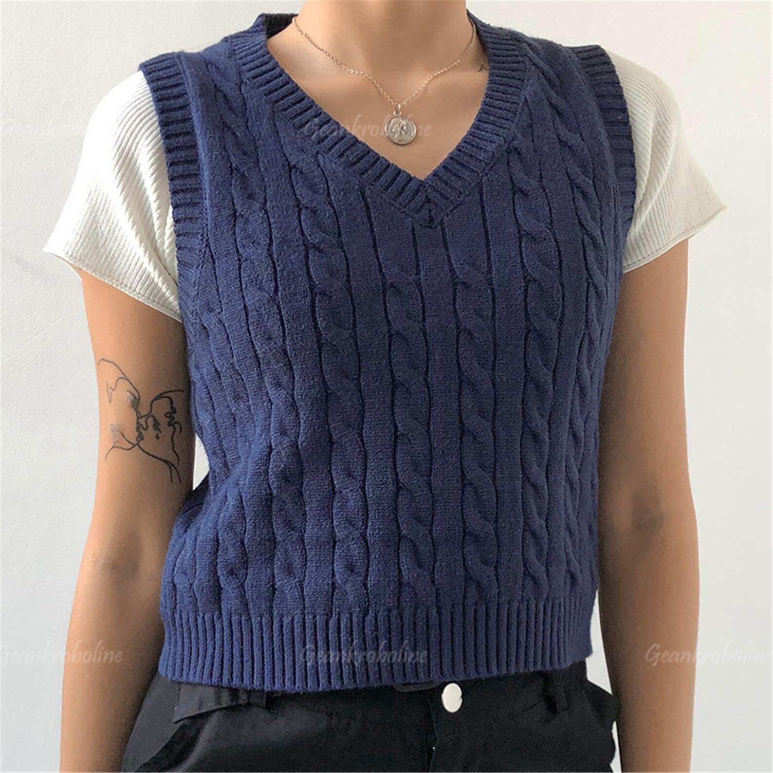 Knit Vest Blue Sweater Vest Y2K Argyle Sweater Vest | Etsy