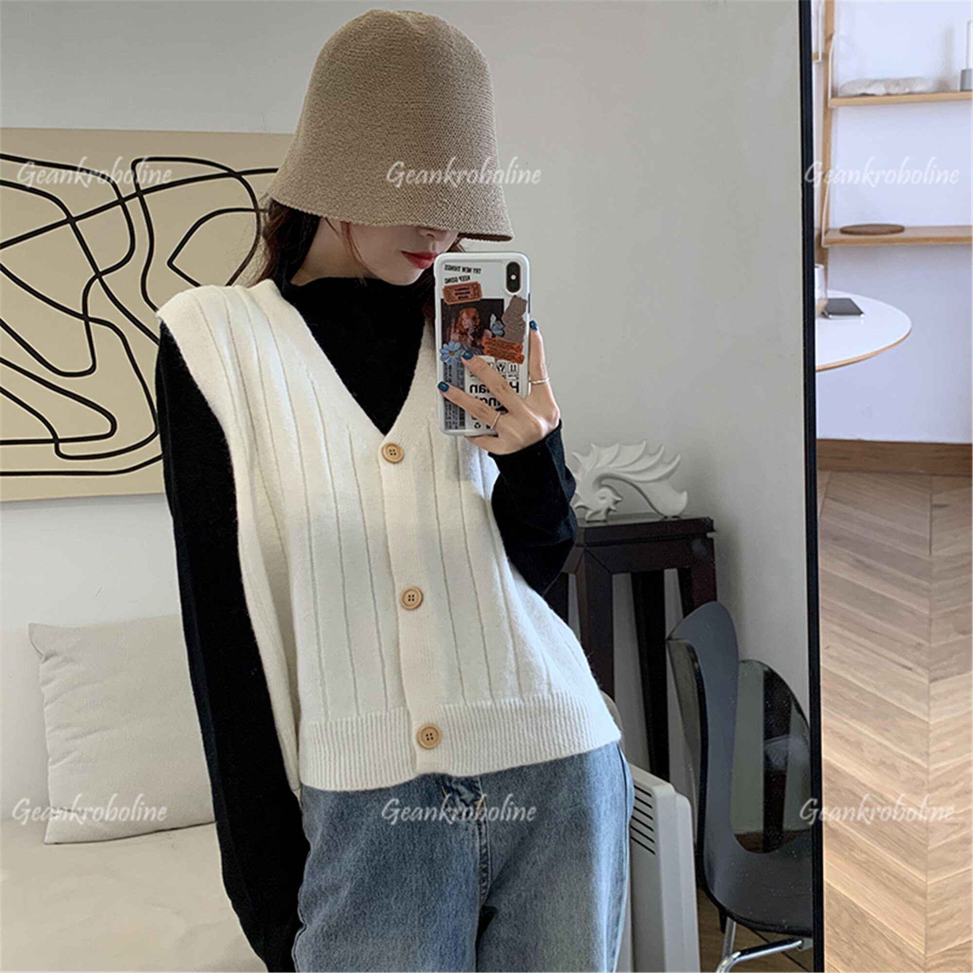 White Sweater VestSleeveless OuterwearKnit VestSweaters for Etsy