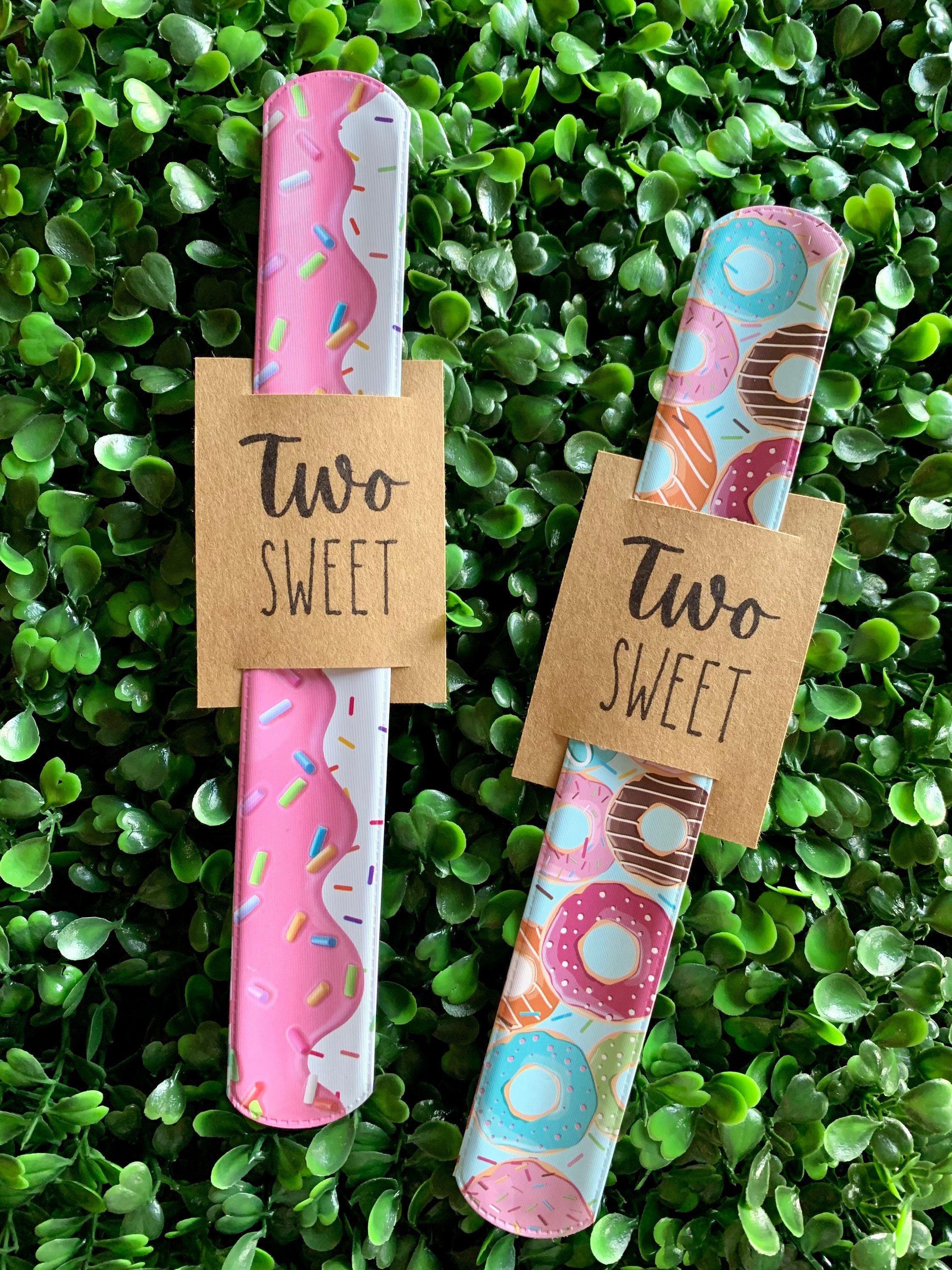 Two sweet, donut birthday, donut party favors, donuts, donut theme party, donut themes, party favor, slap bracelets,