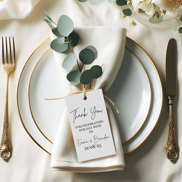 wedding tags, thank you tags, wedding favors, wedding meal tags, silverware tags, wedding planning, wedding decor, wedding dinner,