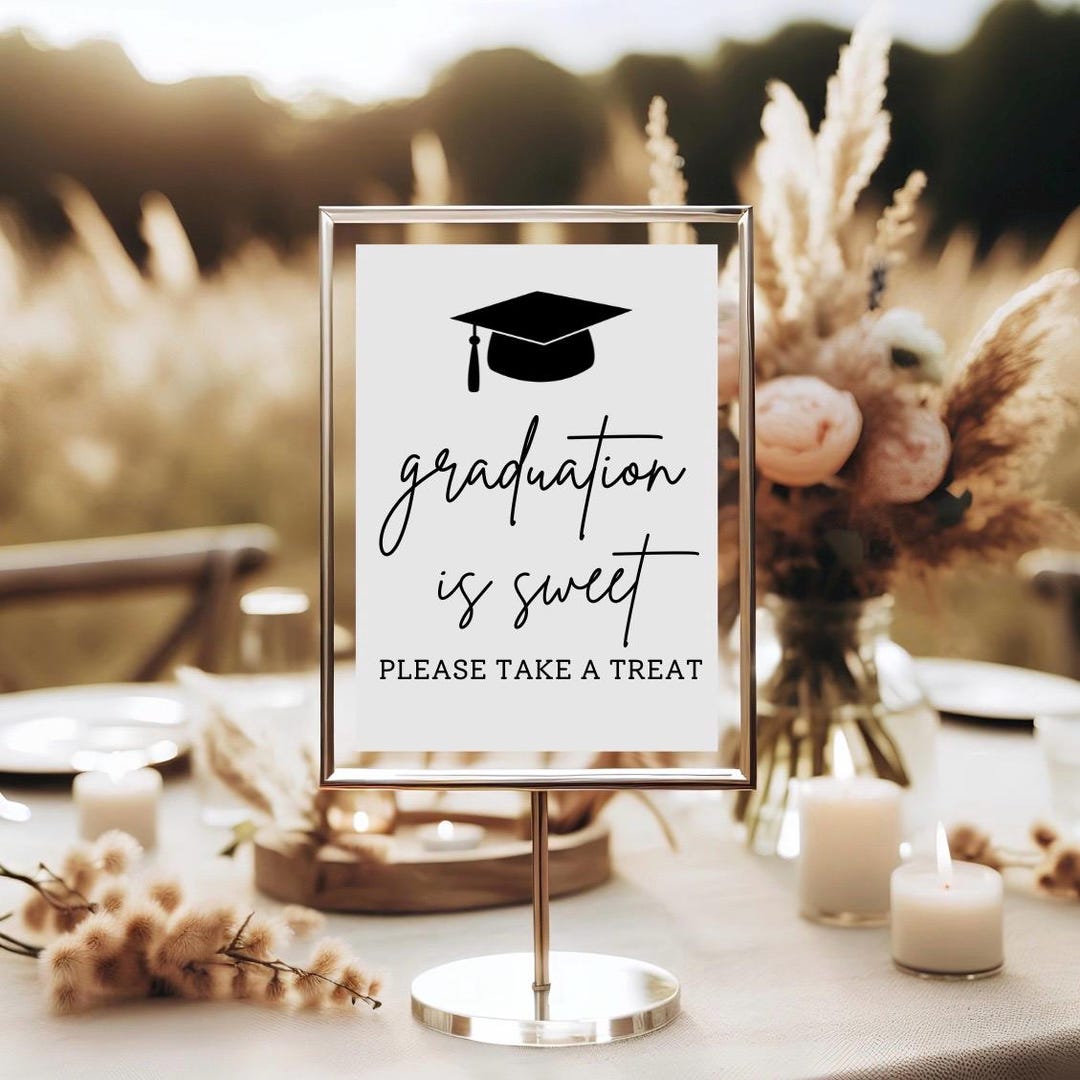 Grad Party Sign, Graduation is Sweet Please Take a Treat, Graduation ...
