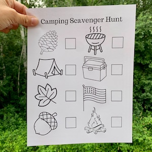 Schnitzeljagd, Camping Schnitzeljagd, Lageraktivitäten, Schnitzeljagd für Kleinkinder, Schnitzeljagden, Camping druckbar, Camping Spaß, digital