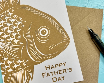 Fish Father’s Day greeting card | Linocut print