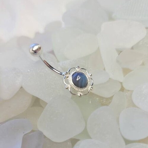 Leland Blue Slag Belly Button Ring deals - Sterling Silver and Surgical Steel