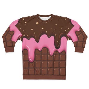 Chocolate With Peanut Ice Cream & Strawberry Ice Cream On A Chocolate Bar Unisex Sweatshirt