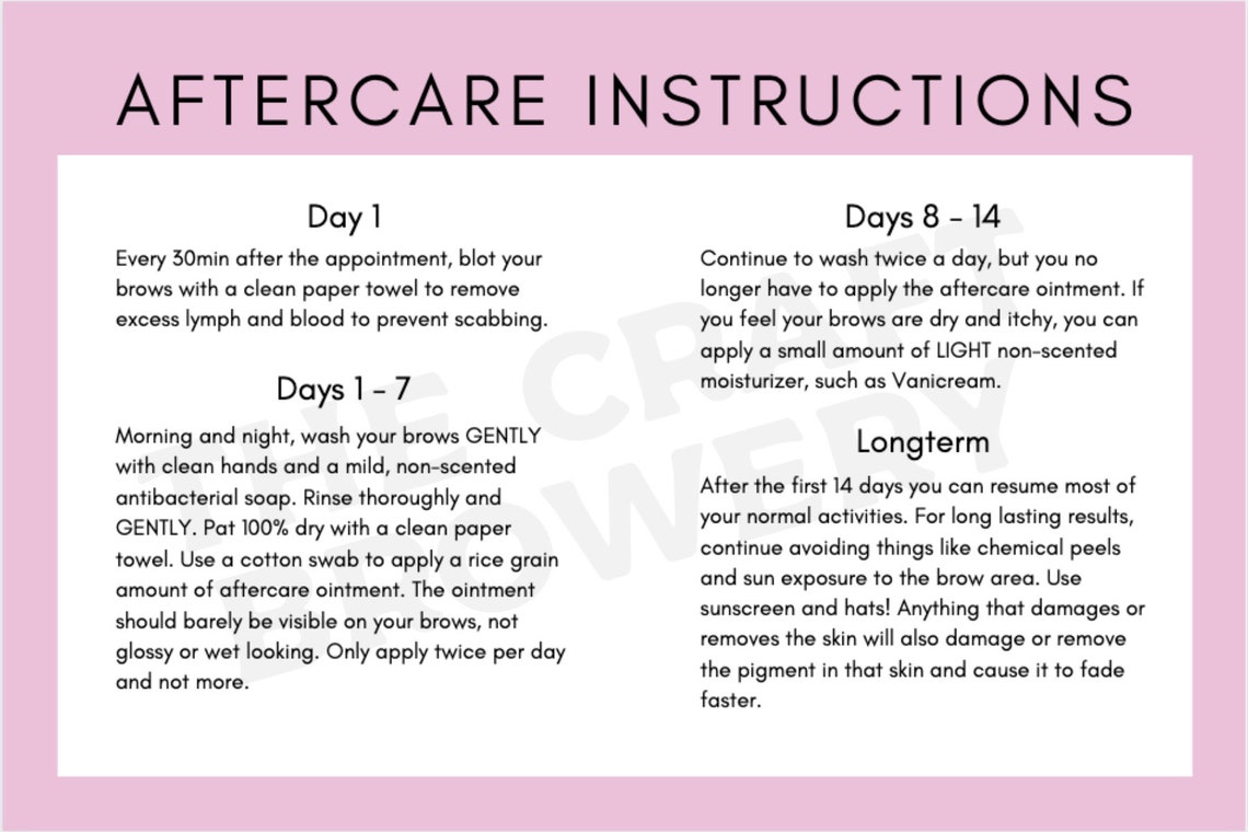 Modern Microblading Aftercare Instructions Template Permanent Makeup