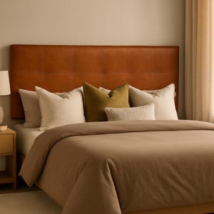 Luxury Vegan Leather Headboard – Handcrafted for Comfort, Style & Durability | Customizable | Brown