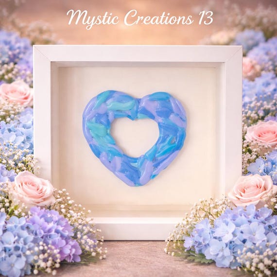 Floating Fused Glass Heart Framed Elegantly