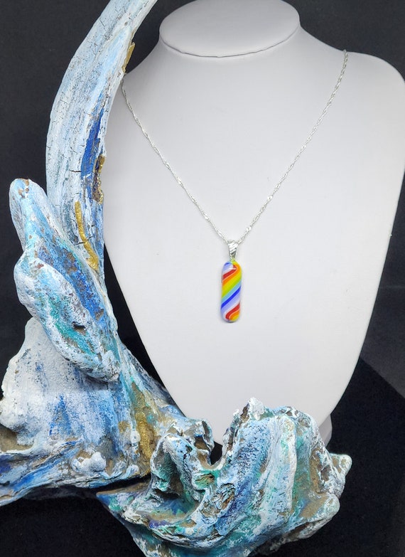 Hand Crafted Fused Glass Rainbow Pendant