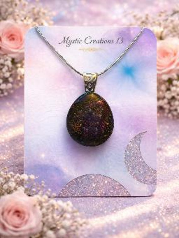 Hand Crafted Dichroic Fused Glass Shimmer Pendant