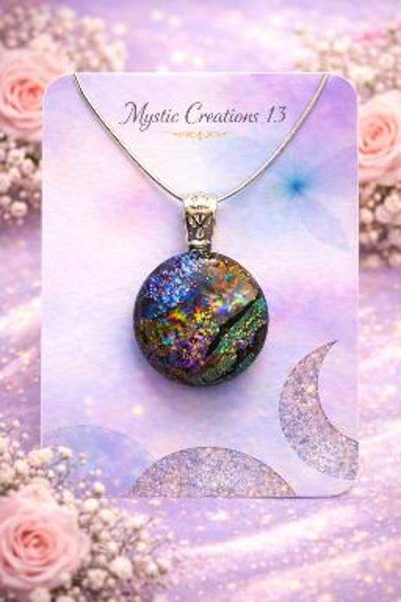 Hand Crafted Dichroic Fused Glass Shimmer Pendant