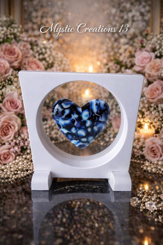 Floating Fused Glass Heart Framed Elegantly