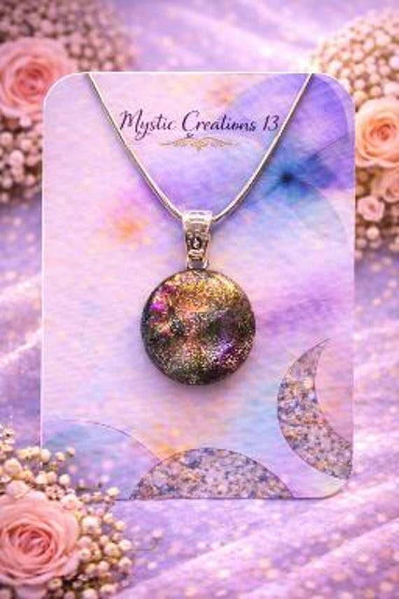 Hand Crafted Dichroic Fused Glass Shimmer Pendant