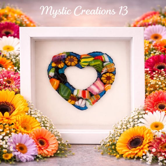 Floating Fused Glass Heart Framed Elegantly