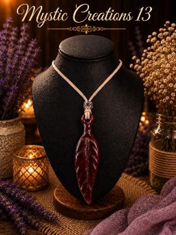 Hand Crafted Fused Glass Feather Pendant