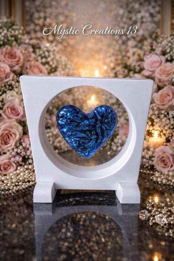 Floating Fused Glass Heart Framed Elegantly