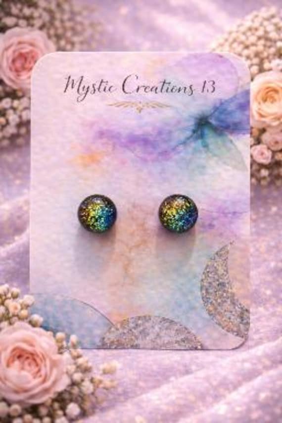 Dichroic Studded Earrings