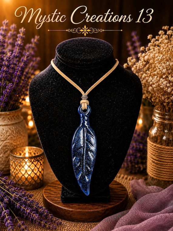 Hand Crafted Fused Glass Feather Pendant