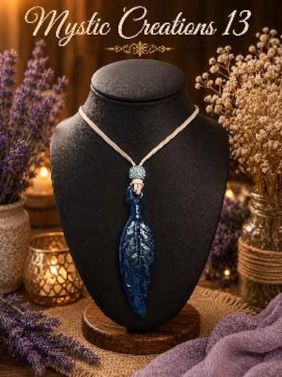 Hand Crafted Fused Glass Feather Pendant