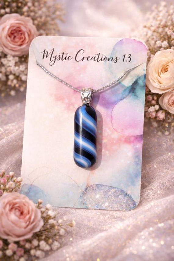 Hand Crafted Fused Glass Striped Pendant