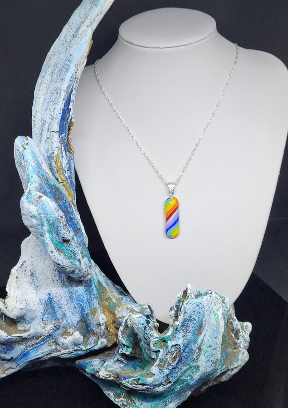 Hand Crafted Fused Glass Rainbow Pendant