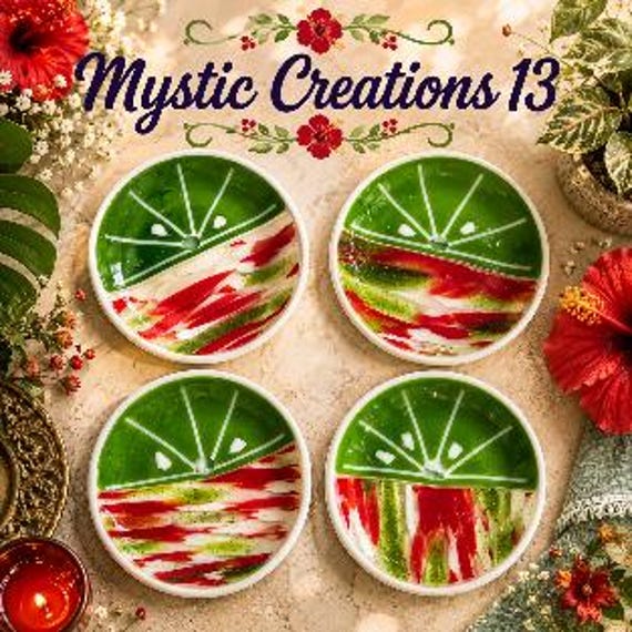 Handmade Fused Glass Coaster Set – Watermelon Inspired Drink Coasters – Colorful Summer Home Décor