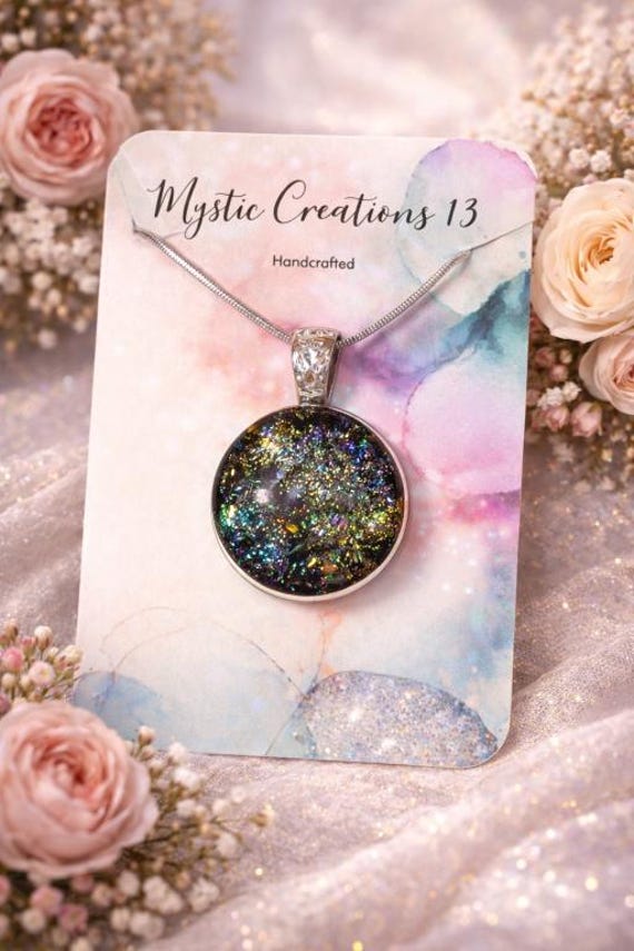 Hand Crafted Dichroic Fused Multi Color Glass Pendant
