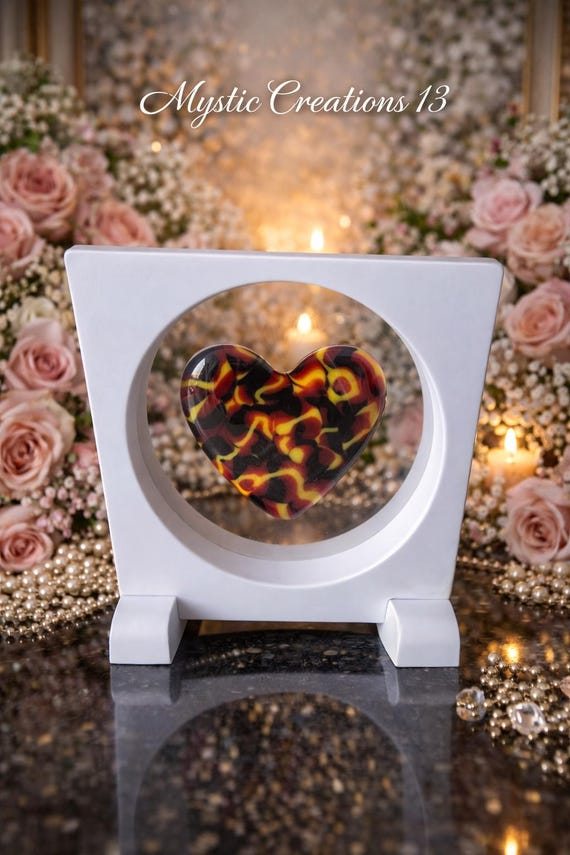 Floating Fused Glass Heart Framed Elegantly