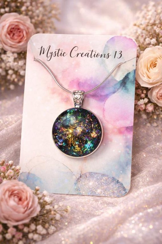 Hand Crafted Dichroic Fused Multi Color Glass Pendant