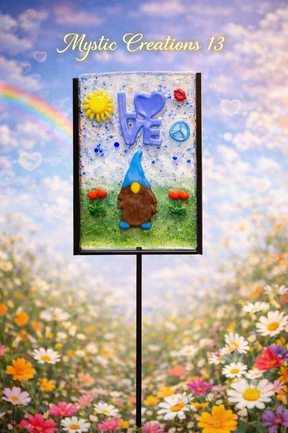 Hand Crafted Fused Glass Plant or Garden Stake