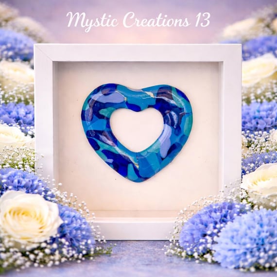 Floating Fused Glass Heart Framed Elegantly