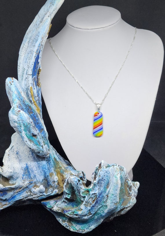 Hand Crafted Fused Glass Rainbow Pendant