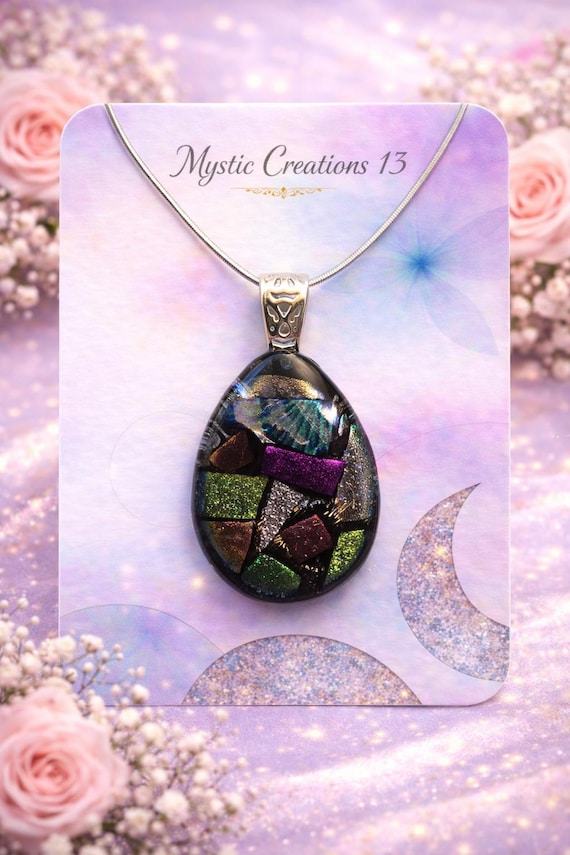 Hand Crafted Dichroic Fused Multi Color Glass Pendant