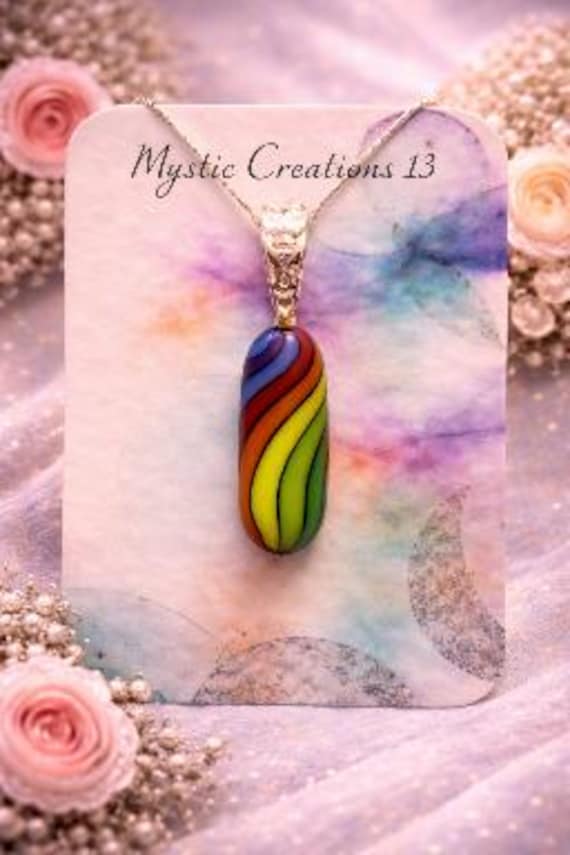 Hand Crafted Fused Glass Rainbow Pendant