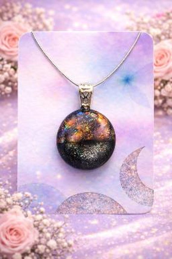 Hand Crafted Dichroic Fused Glass Shimmer Pendant