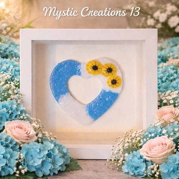Floating Fused Glass Heart Framed Elegantly