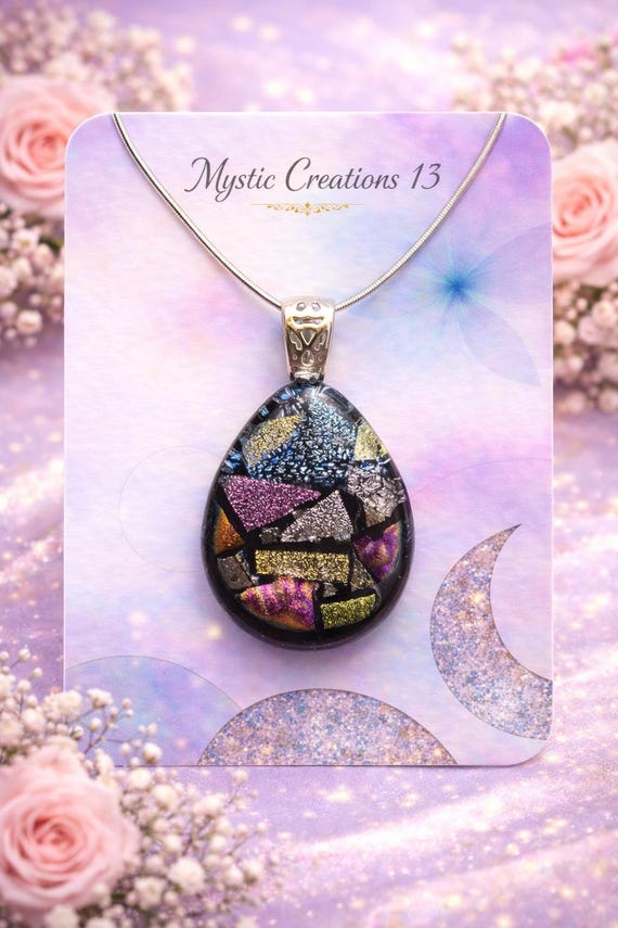 Hand Crafted Dichroic Fused Multi Color Glass Pendant