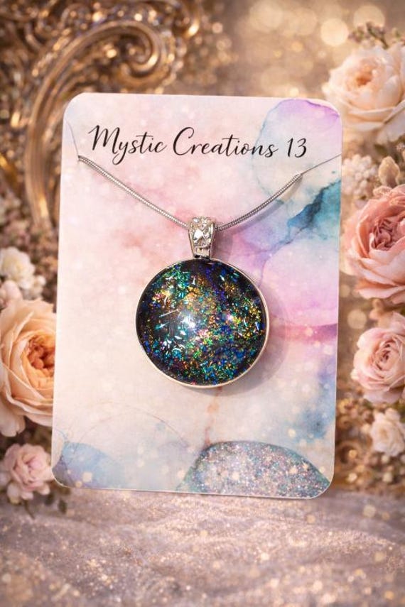 Hand Crafted Dichroic Fused Multi Color Explosion Glass Pendant