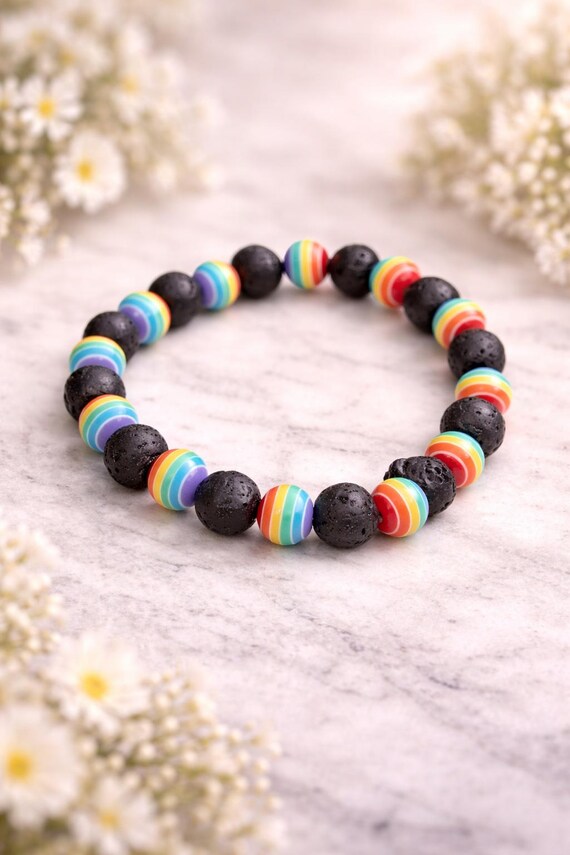 Hand Crafted LGBTQ+ Pride 8MM Beaded Bracelet Style A