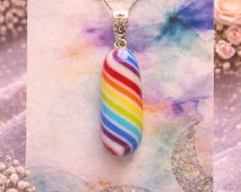 Hand Crafted Fused Glass Rainbow Pendant